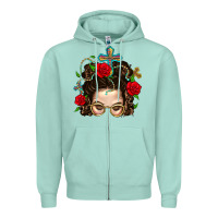 Seafoam Messy Bun Mom Faith And Rose Zipper Hoodie - BundleAndBundleShop