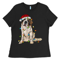 Black saint bernard with christmas lights Ladies Tee - RanaPortraitStore
