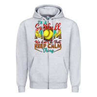 Heather Grey I'm a Softball mom we don't do that keep calm Zipper Hoodie - BundleAndBundleShop
