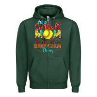 Sports Green I'm a Softball mom we don't do that keep calm Zipper Hoodie - BundleAndBundleShop