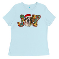 Baby Blue Saint Bernard Christmas joy, Ladies Tee - RanaPortraitStore