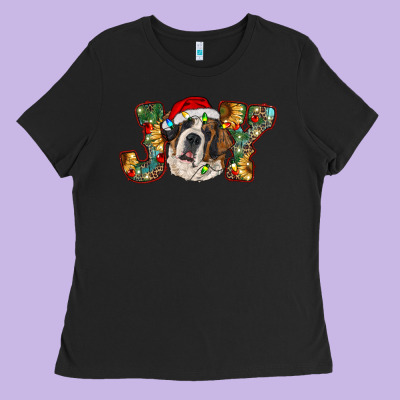 Saint Bernard Christmas Joy, Ladies Tee Designed By Ranaportraitstore
