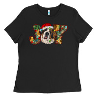 Black Saint Bernard Christmas joy, Ladies Tee - RanaPortraitStore