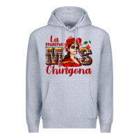 Heather Grey La mama mos Chingona Premium Hoodie - NancyCooperArtShop