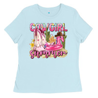 Baby Blue cowgirl summer Ladies Tee - texasbilliewilder