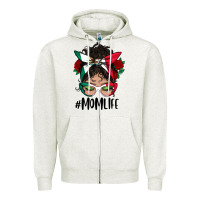 Oatmeal Heather Mexican Mom Life Messy Bun Mama Zipper Hoodie - BundleAndBundleShop