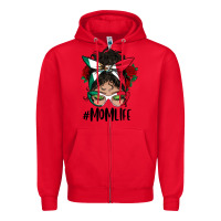 Red Mexican Mom Life Messy Bun Mama Zipper Hoodie - BundleAndBundleShop