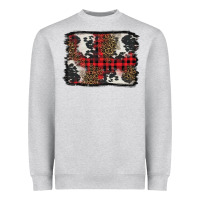 Heather Grey Christmas red plaid background Heavyweight Sweatshirt - BarkalooDesign