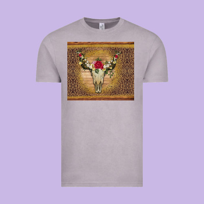 Bull Skull Flowers Glitter And Leopard Vintage Tee Designed By Artiststas