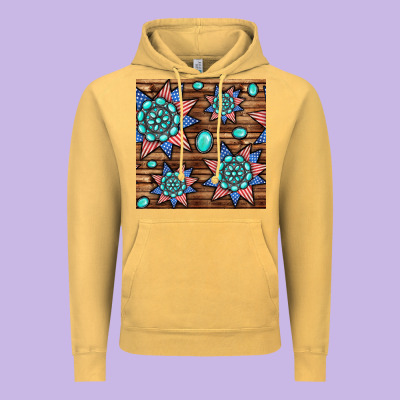 4th Of July Turquoise Gemstone Seamless Pattern Vintage Hoodie Designed By Bundleandbundleshop