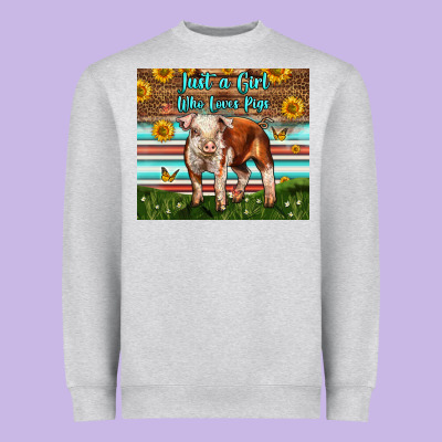 Just A Girl Who Loves Pig Heavyweight Sweatshirt Designed By Lillyallendesigns