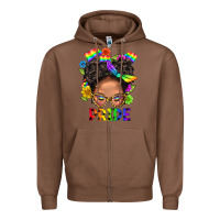 Chestnut LGBTQ+ Messy Bun Mom Pride With Flower Zipper Hoodie - BundleAndBundleShop