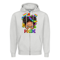 Dove Grey LGBTQ+ Messy Bun Mom Pride With Flower Zipper Hoodie - BundleAndBundleShop