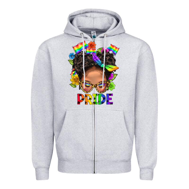 Lgbtq+ Messy Bun Mom Pride With Flower Zipper Hoodie by BundleAndBundleShop | Teevron