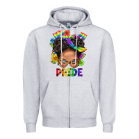 Heather Grey LGBTQ+ Messy Bun Mom Pride With Flower Zipper Hoodie - BundleAndBundleShop