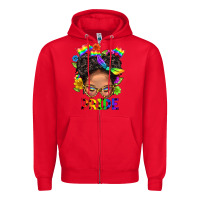Red LGBTQ+ Messy Bun Mom Pride With Flower Zipper Hoodie - BundleAndBundleShop