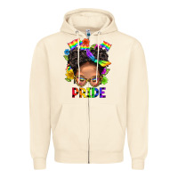Sandshell LGBTQ+ Messy Bun Mom Pride With Flower Zipper Hoodie - BundleAndBundleShop