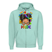 Seafoam LGBTQ+ Messy Bun Mom Pride With Flower Zipper Hoodie - BundleAndBundleShop