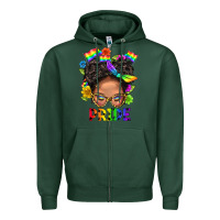 Sports Green LGBTQ+ Messy Bun Mom Pride With Flower Zipper Hoodie - BundleAndBundleShop