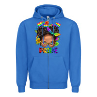 True Royal LGBTQ+ Messy Bun Mom Pride With Flower Zipper Hoodie - BundleAndBundleShop
