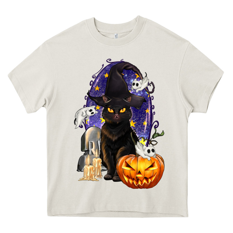 Halloween Cat And Pumpkin Heavy Core Tee by texasbilliewilder | Teevron