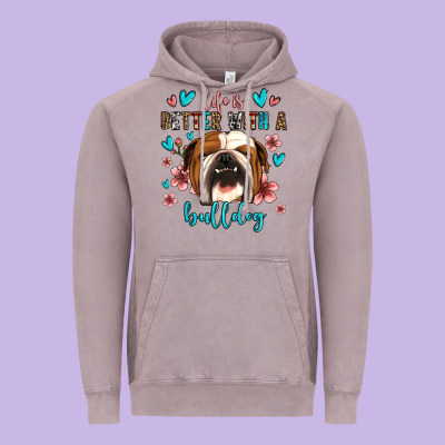 Life Is Better With A Bulldog Vintage Hoodie Designed By Jasminsmagicworld