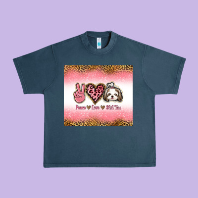 Peace Love Shih Tzu Urban Heavy Tee Designed By Jasminsmagicworld