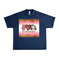 Navy peace love shih tzu Urban Heavy Tee - Jasminsmagicworld