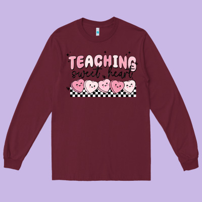 Teaching Sweetheart Long Sleeve Tee Designed By Maliassmallbusiness