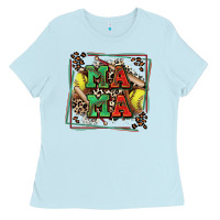 Baby Blue softball mama with leopard Ladies Tee - Zillion Design Studio