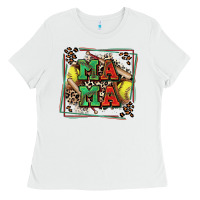 White softball mama with leopard Ladies Tee - Zillion Design Studio