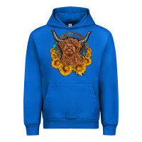 Cobalt cow sunflower leopard Urban Hoodie - OliviaCreatesArt
