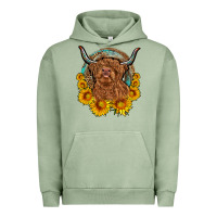 Pigment Oil Green cow sunflower leopard Urban Hoodie - OliviaCreatesArt
