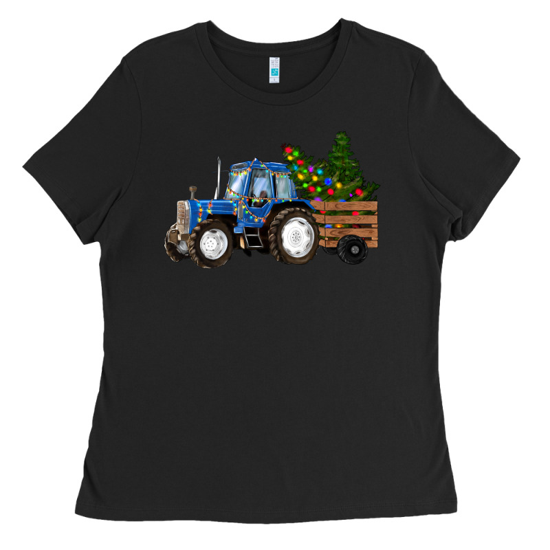 Christmas Farm Tractor Ladies Tee by RanaPortraitStore | Teevron
