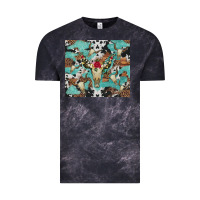 Cloud Black bull skull flowers cowhides and leopard Vintage Tee - Artiststas