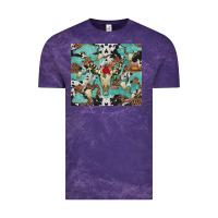 Cloud Purple bull skull flowers cowhides and leopard Vintage Tee - Artiststas