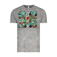 Cloud Rock bull skull flowers cowhides and leopard Vintage Tee - Artiststas