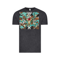 Vintage Black bull skull flowers cowhides and leopard Vintage Tee - Artiststas