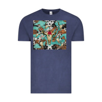 Vintage Denim bull skull flowers cowhides and leopard Vintage Tee - Artiststas