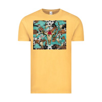 Vintage Mustard bull skull flowers cowhides and leopard Vintage Tee - Artiststas