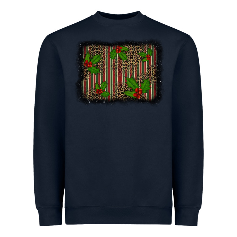 Christmas Plaid Leopard Mistletoe Background Heavyweight Sweatshirt by BarkalooDesign | Teevron
