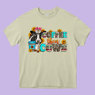 Coffee Then Cows Heavy Core Tee Designed By Zillion Design Studio