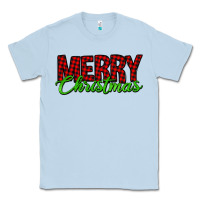 Dusty Blue merry christmas tartan Classic Tee - Jasminsmagicworld