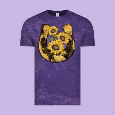 Horseshoe Sunflower Camouflage Vintage Tee Designed By Adodesignshop