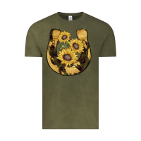 Vintage Olive horseshoe sunflower camouflage Vintage Tee - AdoDesignShop