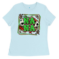 Baby Blue soccer nana with leopard Ladies Tee - Zillion Design Studio
