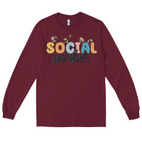 Burgundy social worker Long Sleeve Tee - MaliasSmallBusiness