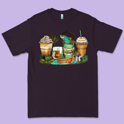 Fishing Coffee Cups Premium Tee Designed By Zillion Design Studio