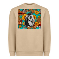 Mushroom Aztec Sunflowers Horse Heavyweight Sweatshirt - LillyAllenDesigns