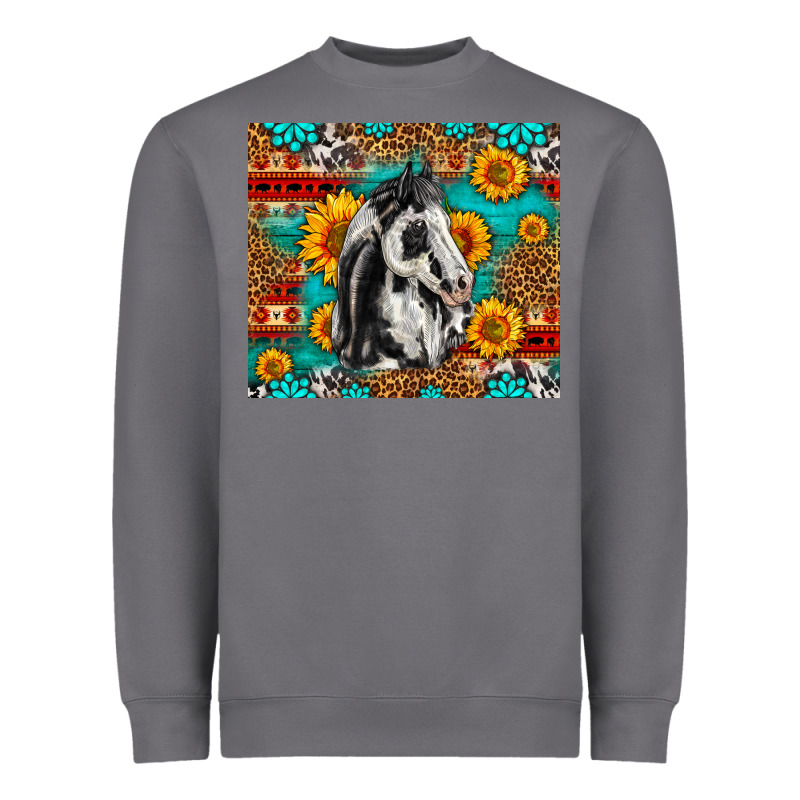Aztec Sunflowers Horse Heavyweight Sweatshirt by LillyAllenDesigns | Teevron
